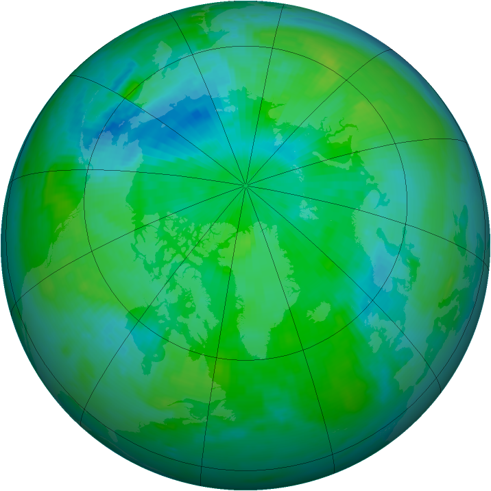Arctic ozone map for 18 August 1996